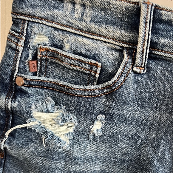 Judy Blue Dark Wash Distressed Jean Shorts - Picture 3 of 6